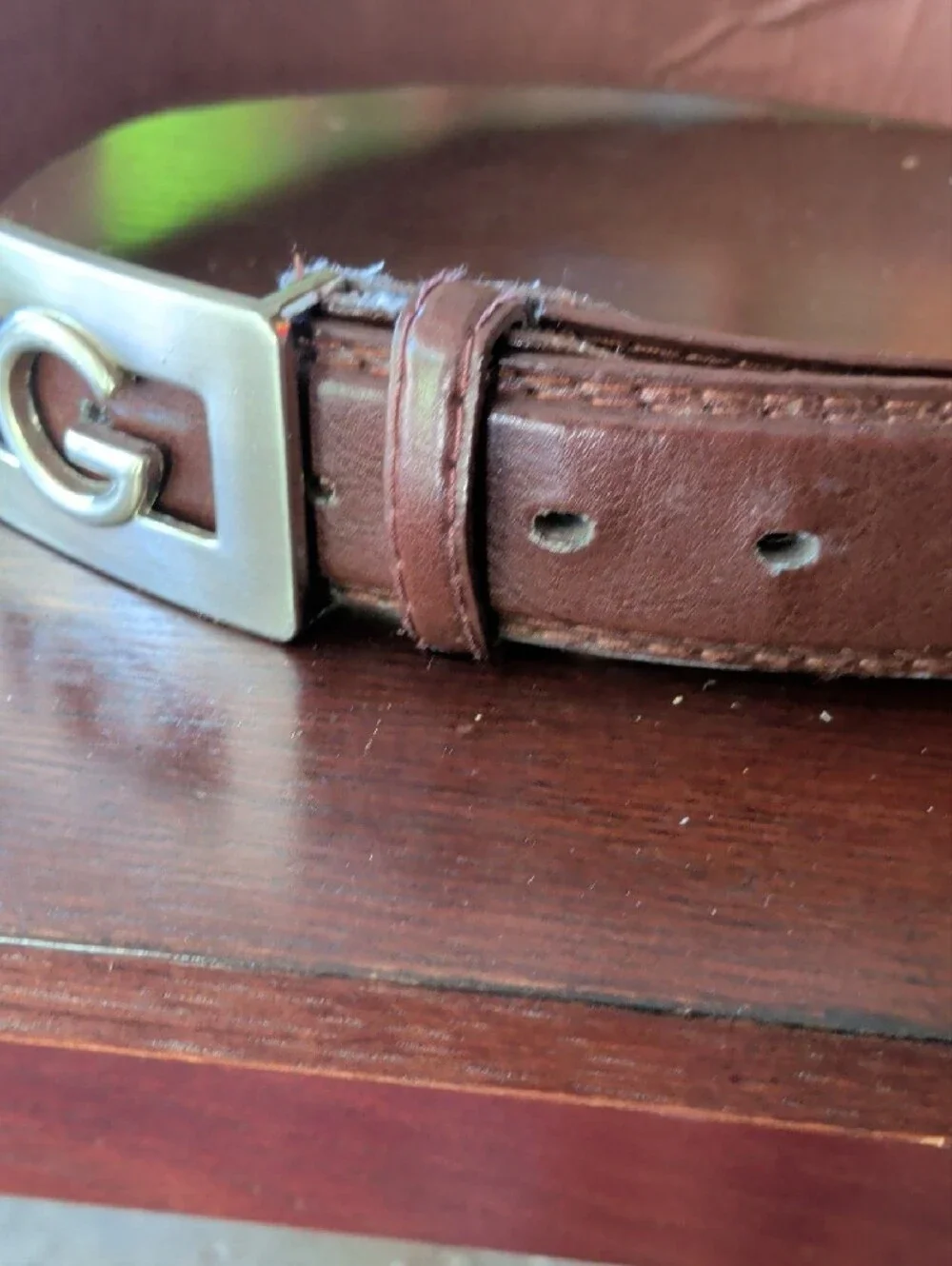 Athleta Brown Leather Belt with Silver 'G' Buckle